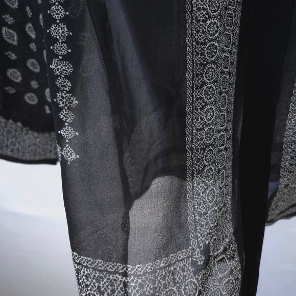 Madewell Shirt Womens S Black White Bohemian Sheer Chiffon Button Up Long Sleeve - Picture 6 of 9